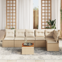 Juego de Sofás de Jardín de 7 Piezas con Cojines Beige de Poliratán y Acacia by , Outdoor sofas - Ref: Foro24-3356384, Price:...