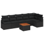 Conjunto de Sofás de Jardín  de 7 Piezas con Cojines Negro Poliratán Acacia | Foro24.es | Tu tienda online para hogar, jardín y más Foro24.es