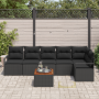 Conjunto de Sofás de Jardín  de 7 Piezas con Cojines Negro Poliratán Acacia | Foro24.es | Tu tienda online para hogar, jardín y más Foro24.es