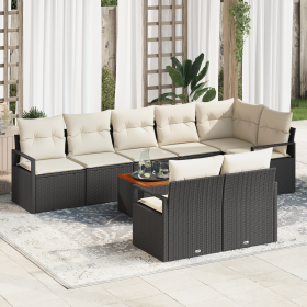 Set de Sofá de Jardín de 9 Piezas con Cojines de