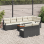 Set de Sofá de Jardín  de 9 Piezas con Cojines de Ratán Poliéster Negro Acacia | Foro24.es | Tu tienda online para hogar, jardín y más Foro24.es