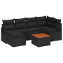 Conjunto de Sofá de Jardín de 7 Piezas con Cojines Negro Poliratán Acacia | Foro24.es | Tu tienda online para hogar, jardín y más Foro24.es
