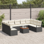 Conjunto de Sofá de Jardín de 10 Piezas con Cojines Negro Poliratán Acacia | Foro24.es | Tu tienda online para hogar, jardín y más Foro24.es