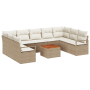 Conjunto de Sofá de Jardín de 10 piezas con Cojines Beige de Poliratán y Acacia von , Outdoor-Sofas - Ref: Foro24-3356419, Pr...
