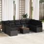 Juego de Sofás de Jardín  de 10 piezas con Cojines Negro Poliratán Acacia | Foro24.es | Tu tienda online para hogar, jardín y más Foro24.es