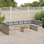 Juego de Sofá de Jardín de 11 Piezas con Cojines Beige de Poliratán y Acacia von , Outdoor-Sofas - Ref: Foro24-3356425, Preis...