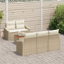 Juego de Sofá de Jardín de 6 Piezas con Cojines Beige Ratán Sintético Acacia by , Outdoor sofas - Ref: Foro24-3356440, Price:...