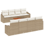 Juego de Sofá de Jardín de 7 Piezas con Cojines Beige Ratán Polímero Acacia von , Outdoor-Sofas - Ref: Foro24-3356475, Preis:...