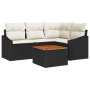 Juego de Sofá de Jardín de 5 Piezas con Cojines Negro Polirratán Acacia by , Outdoor sofas - Ref: Foro24-3356493, Price: 355,...