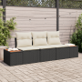 Set de Sofá de Jardín de 3 Piezas con Cojines Negro Poliratán Acacia de , Sofás de exterior - Ref: Foro24-3356682, Precio: 26...