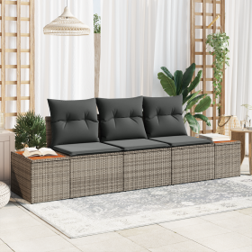 Juego de Sofá de Jardín de 3 Piezas con Cojines Gris Poliratán Acacia von , Outdoor-Sofas - Ref: Foro24-3356684, Preis: 281,4...