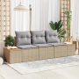 Conjunto de Sofás de Jardín de 3 Piezas con Cojines Beige de Rattan Poliéster Acacia by , Outdoor sofas - Ref: Foro24-3356685...
