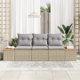 Conjunto de Sofás de Jardín de 3 Piezas con Cojines Beige de Rattan Poliéster Acacia by , Outdoor sofas - Ref: Foro24-3356685...