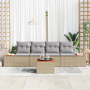 Conjunto de Sofá de Jardín de 5 Piezas con Cojines Beige Poliratán Acacia de , Sofás de exterior - Ref: Foro24-3356690, Preci...
