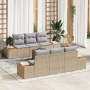 Juego de Sofá de Jardín de 7 Piezas con Cojines Beige Ratán Poliéster Acacia von , Outdoor-Sofas - Ref: Foro24-3356700, Preis...