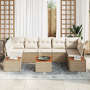 Set de Sofás de Jardín de 8 Piezas con Cojines Beige Ratán de Polipropileno Acacia de , Sofás de exterior - Ref: Foro24-33567...