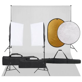 Kit de estudio fotográfico con set de luces, fondo y reflector