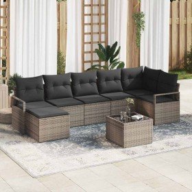 Conjunto de sofá de jardín 8 pcs Gris Poliratán Conjunto de sofá de jardín 8 pcs Gris Poliratán