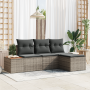 Conjunto de Sofás de Jardín de 4 Piezas con Cojines Gris Poliratán Acacia de , Sofás de exterior - Ref: Foro24-3356729, Preci...
