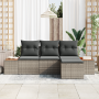 Conjunto de Sofás de Jardín de 4 Piezas con Cojines Gris Poliratán Acacia de , Sofás de exterior - Ref: Foro24-3356729, Preci...
