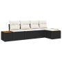 Conjunto de Sofá de Jardín de 5 Piezas con Cojines Negro Poliratan Acacia de , Sofás de exterior - Ref: Foro24-3356732, Preci...