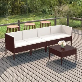 5-piece garden furniture set and brown synthetic rattan cushions by vidaXL, Garden sets - Ref: Foro24-3094335, Price: 385,92 ...