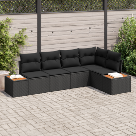 Juego de Sofás de Jardín de 5 Piezas con Co cushions Negro Poliratán Acacia de , Sofás de exterior - Ref: Foro24-3356753, Pre...