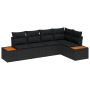 Juego de Sofás de Jardín de 5 Piezas con Co cushions Negro Poliratán Acacia de , Sofás de exterior - Ref: Foro24-3356753, Pre...