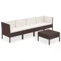 Set muebles de jardín 5 pzas y cojines ratán sintético marrón de vidaXL, Conjuntos de jardín - Ref: Foro24-3094335, Precio: 3...