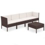 Set muebles de jardín 5 pzas y cojines ratán sintético marrón de vidaXL, Conjuntos de jardín - Ref: Foro24-3094335, Precio: 3...