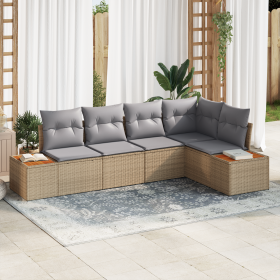 Juego de Sofá de Jardín de 5 piezas con Cojines en Ratán Poliéster Beige de , Sofás de exterior - Ref: Foro24-3356755, Precio...