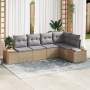 Juego de Sofá de Jardín de 5 piezas con Cojines en Ratán Poliéster Beige de , Sofás de exterior - Ref: Foro24-3356755, Precio...