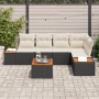Conjunto Sofá Jardín 6 Piezas con Cojines Negros Ratán Poliéster Acacia de , Sofás de exterior - Ref: Foro24-3356757, Precio:...