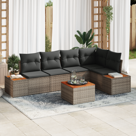 Conjunto de Sofá de Jardín de 6 Piezas con Cojines Gris Poliratán Acacia de , Sofás de exterior - Ref: Foro24-3356759, Precio...