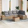 Conjunto de Sofá de Jardín de 6 Piezas con Cojines Beige Ratán Poliéster Acacia de , Sofás de exterior - Ref: Foro24-3356760,...