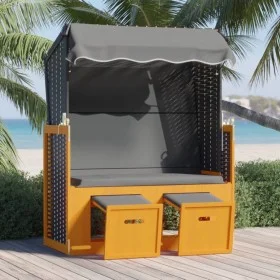 Strandkorb chair canopy synthetic rattan wood black anthracite by vidaXL, Loungers - Ref: Foro24-318658, Price: 288,05 €, Dis...