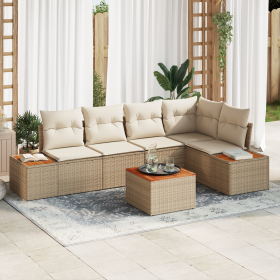 Juego de Sofá de Jardín de 6 piezas con cojines Beige Poliratán Acacia de , Sofás de exterior - Ref: Foro24-3356761, Precio: ...
