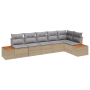 Conjunto de sofá de jardín de 6 piezas con cojines beige de poliratán y acacia de , Sofás de exterior - Ref: Foro24-3356765, ...