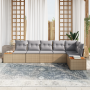 Conjunto de sofá de jardín de 6 piezas con cojines beige de poliratán y acacia de , Sofás de exterior - Ref: Foro24-3356765, ...