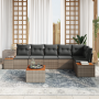 Conjunto de Sofás de Jardín de 7 Piezas con Cojines Gris Ratán Poli Acacia de , Sofás de exterior - Ref: Foro24-3356769, Prec...