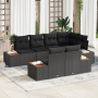 Conjunto de Sofá Modular de Jardín de 7 Piezas con Cojines Negro de Poliratán Acacia de , Sofás de exterior - Ref: Foro24-335...