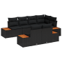 Conjunto de Sofá Modular de Jardín de 7 Piezas con Cojines Negro de Poliratán Acacia de , Sofás de exterior - Ref: Foro24-335...