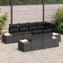 Conjunto de Sofá Modular de Jardín de 7 Piezas con Cojines Negro de Poliratán Acacia de , Sofás de exterior - Ref: Foro24-335...