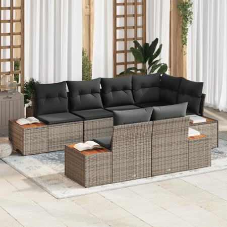 Juego de sofá de jardín de 7 piezas con cojines gris poliratán acacia de , Sofás de exterior - Ref: Foro24-3356774, Precio: 6...