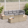 Conjunto de sofá de jardín de 7 piezas con cojines Beige Poliratán Acacia de , Sofás de exterior - Ref: Foro24-3356775, Preci...
