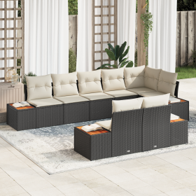 Conjunto de Sofás de Jardín de 8 Piezas con Cojines Ratán Negro Acacia de , Sofás de exterior - Ref: Foro24-3356777, Precio: ...