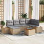 Juego de Sofá de Jardín de 7 Piezas con Cojines Beige de Poliratán y Acacia de , Sofás de exterior - Ref: Foro24-3356795, Pre...
