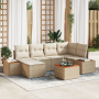 Conjunto de Sofá de Jardín de 7 Piezas con Cojines Beige Ratán Poli Acacia de , Sofás de exterior - Ref: Foro24-3356796, Prec...