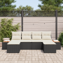 Conjunto de Sofás de Jardín de 6 Piezas con Cojines de Ratán de Poliéster Negro de , Sofás de exterior - Ref: Foro24-3356807,...