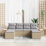Set de Sofás de Jardín de 6 Piezas con Cojines Beige Ratán Poliéster Acacia de , Sofás de exterior - Ref: Foro24-3356810, Pre...